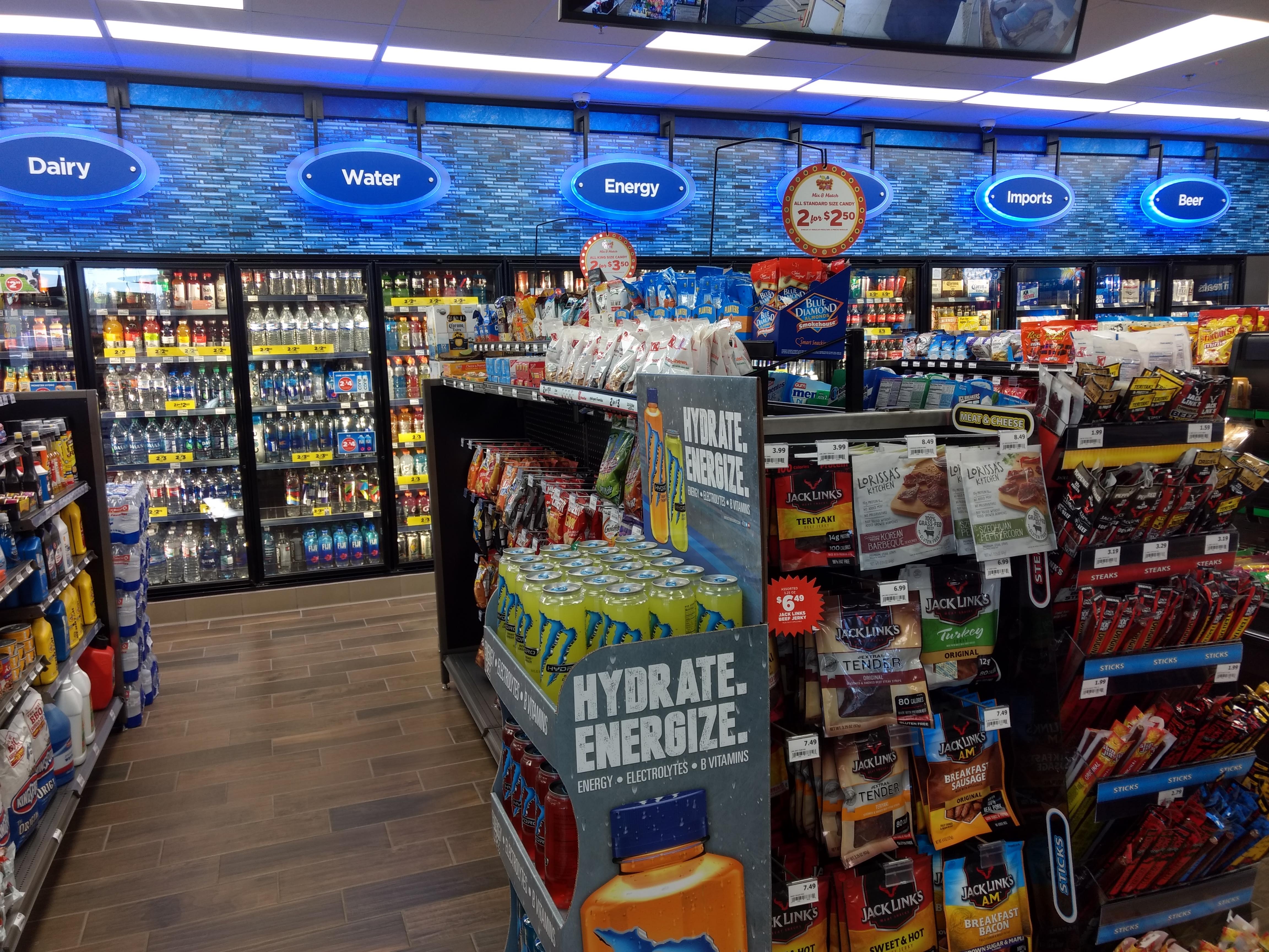 Inside Sierra Corner Store snacks and drinks